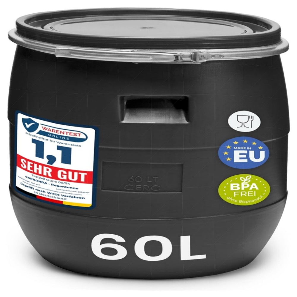 Garronda 60 L Weithals-Fass aus HDPE – lebensmittelecht, BPA‑frei & vielseitige Regentonne für Garten und Haushalt