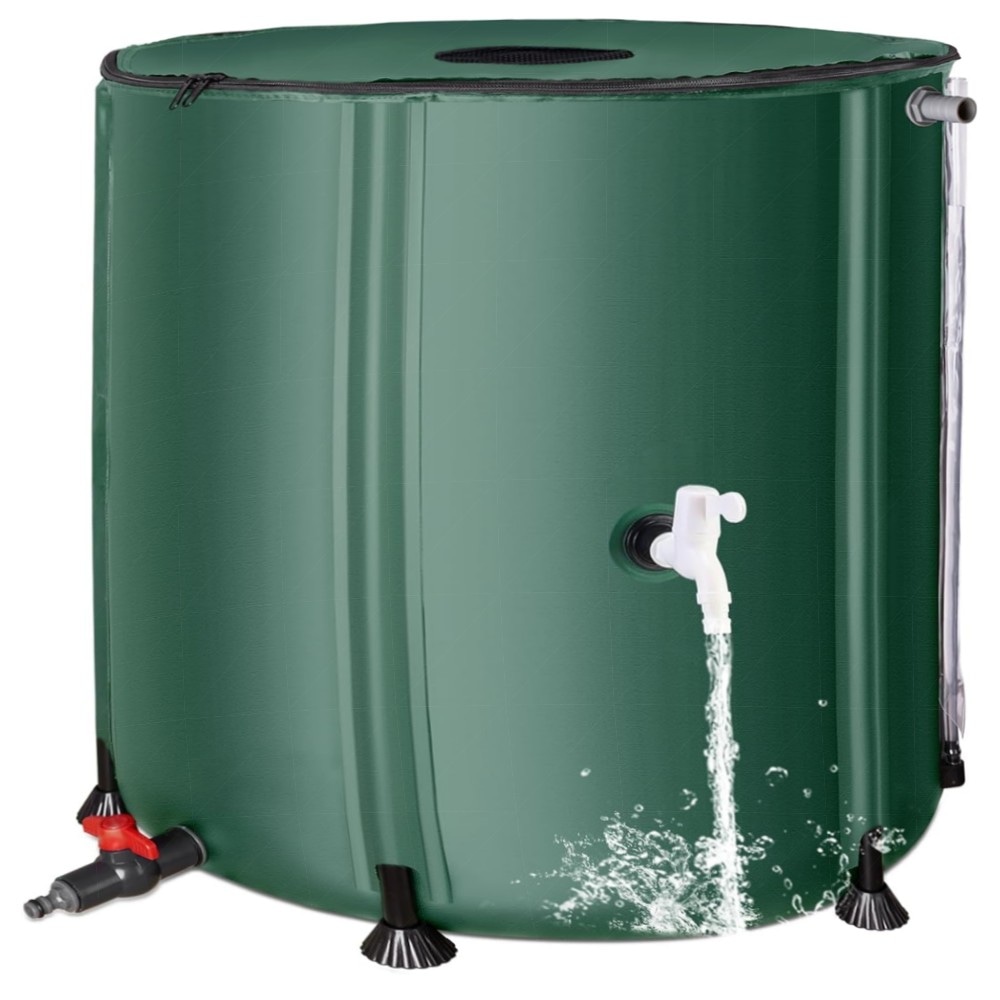 Faltbare Regentonne 200 L – Robuster, tragbarer Wassertank mit Fallrohr, 2 Hähnen & Überlauf – wetterfestes 500D‑PVC, platzsparend
