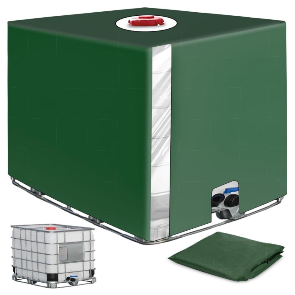 IBC Tank Abdeckung 1000L – UV-beständige IBC Abdeckplane mit transparenter Sichtfolie, wasserdicht & reißfest, für Regenwassertanks (120×100×116 cm)