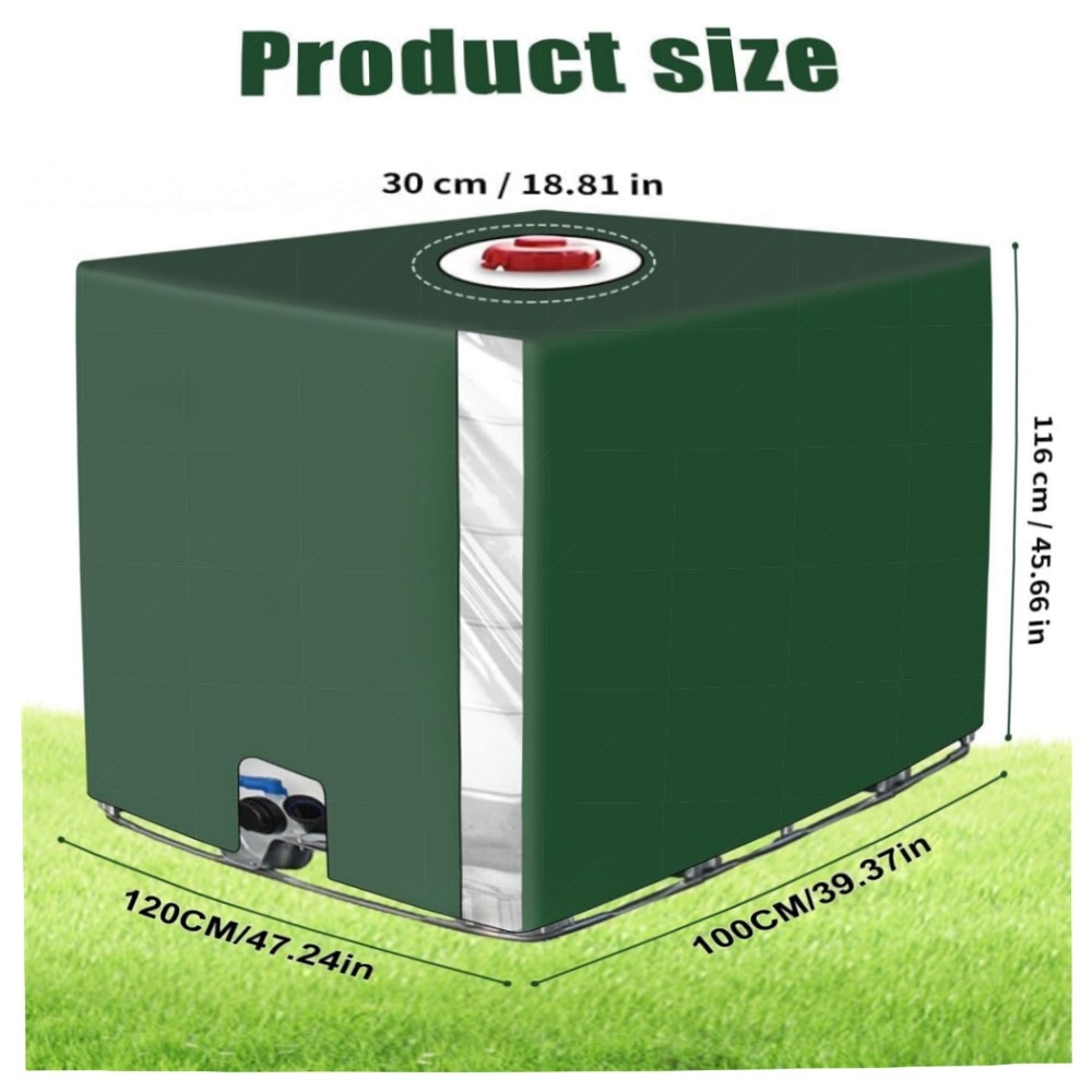 IBC Tank Abdeckung 1000L – UV-beständige IBC Abdeckplane mit transparenter Sichtfolie, wasserdicht & reißfest, für Regenwassertanks (120×100×116 cm)