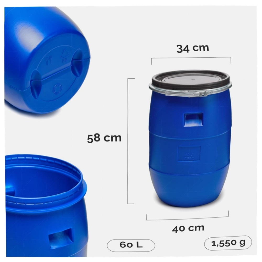 Garronda 60 L Weithals-Fass aus HDPE – lebensmittelecht, BPA‑frei & vielseitige Regentonne für Garten und Haushalt