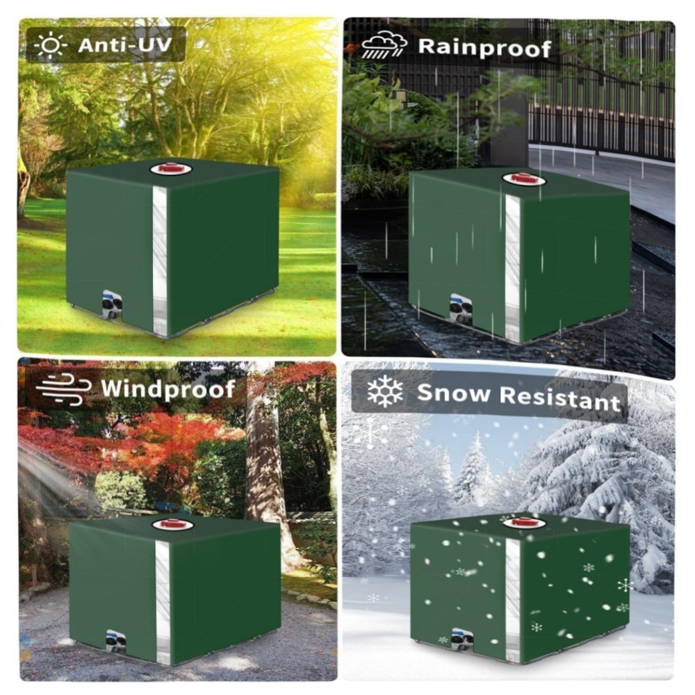 IBC Tank Abdeckung 1000L – UV-beständige IBC Abdeckplane mit transparenter Sichtfolie, wasserdicht & reißfest, für Regenwassertanks (120×100×116 cm)