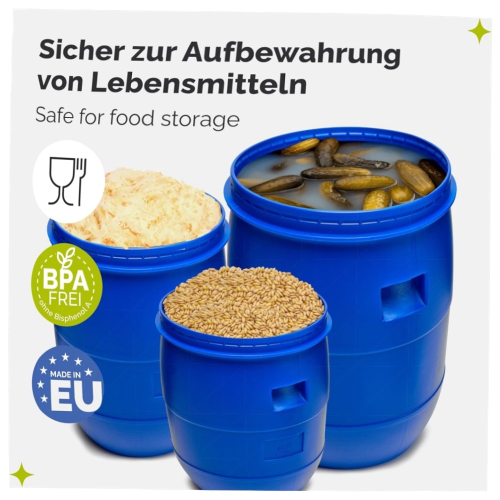 Garronda 60 L Weithals-Fass aus HDPE – lebensmittelecht, BPA‑frei & vielseitige Regentonne für Garten und Haushalt