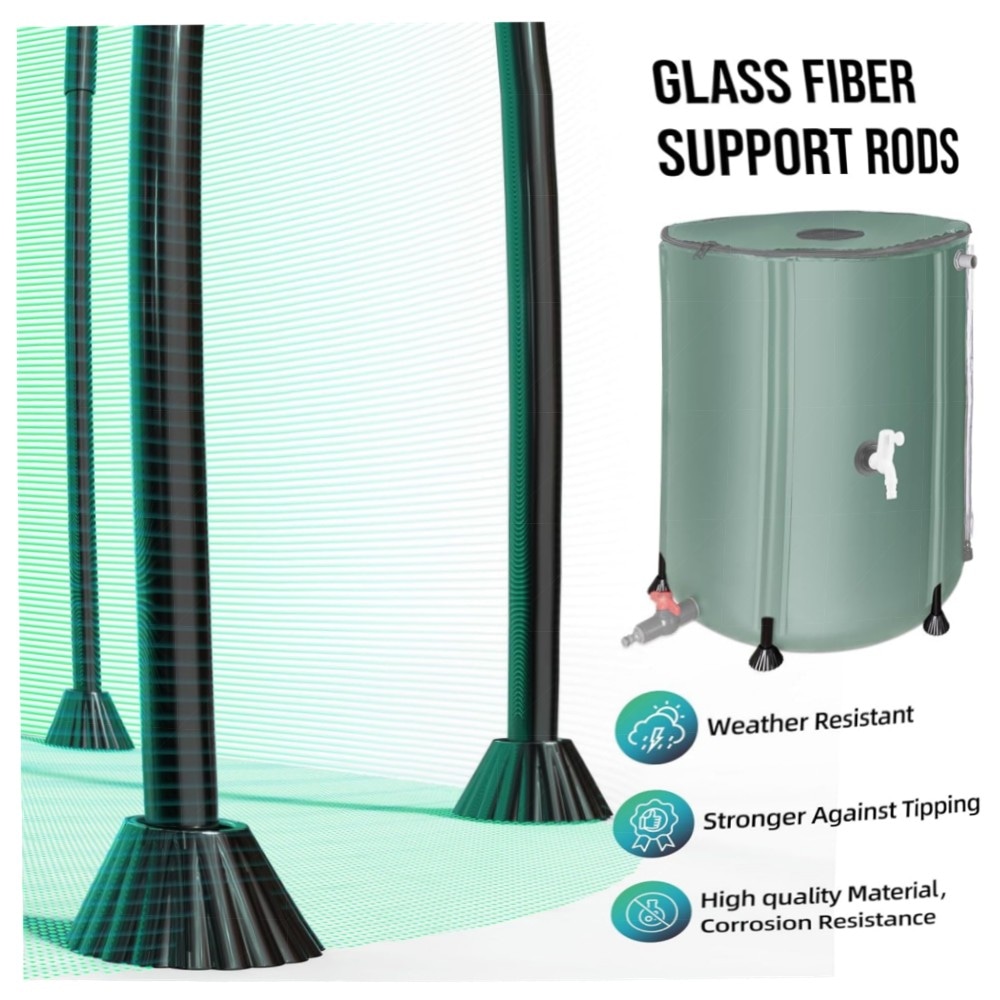 Faltbare Regentonne 200 L – Robuster, tragbarer Wassertank mit Fallrohr, 2 Hähnen & Überlauf – wetterfestes 500D‑PVC, platzsparend