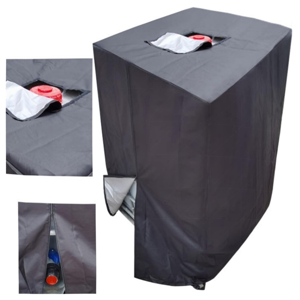 IBC Tank Abdeckung 1000L – 420D wasserdichte UV-beständige Abdeckplane mit Reißverschluss, Schutzhaube für Regentonne & IBC Container