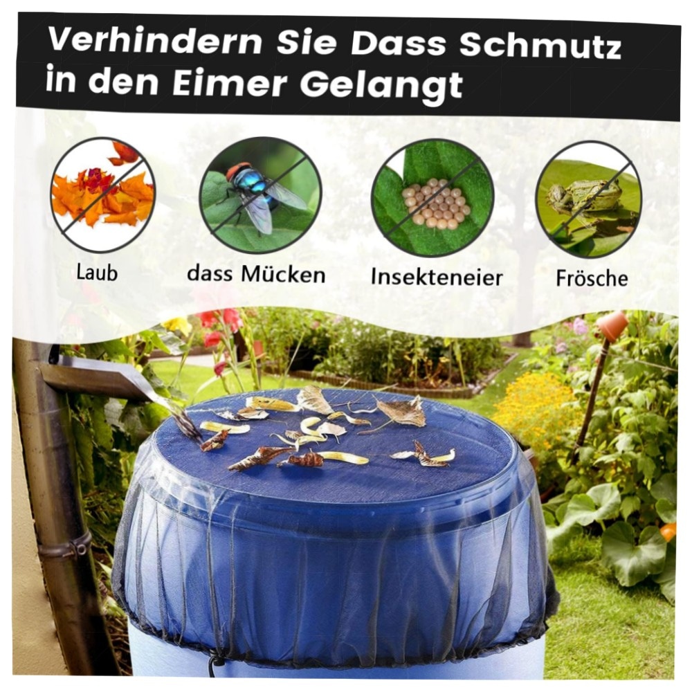 c1c408df1392.jpg Regentonnennetz 2er-Set Ø95 cm – verstellbare Abdeckung mit Gummizug, feinmaschig & witterungsbeständig, Schutz vor Laub & Mücken
