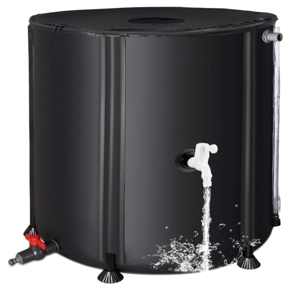 Faltbare Regentonne 200 L – Robuster, tragbarer Wassertank mit Fallrohr, 2 Hähnen & Überlauf – wetterfestes 500D‑PVC, platzsparend