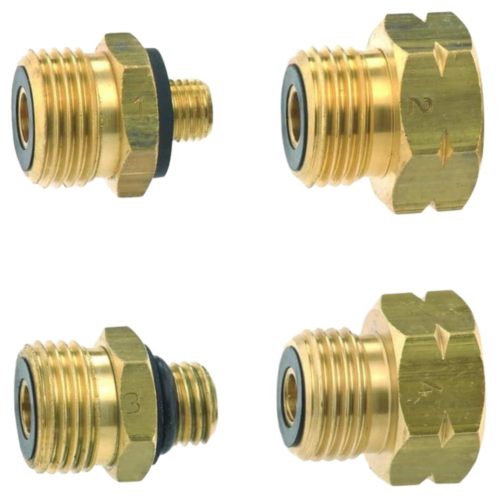 Euro-Adapter-Set für europäische Gasflaschen – 4-teilig, robustes Metall, kompatibel mit deutschen Druckreglern (GOK Nr. 09-735-00)