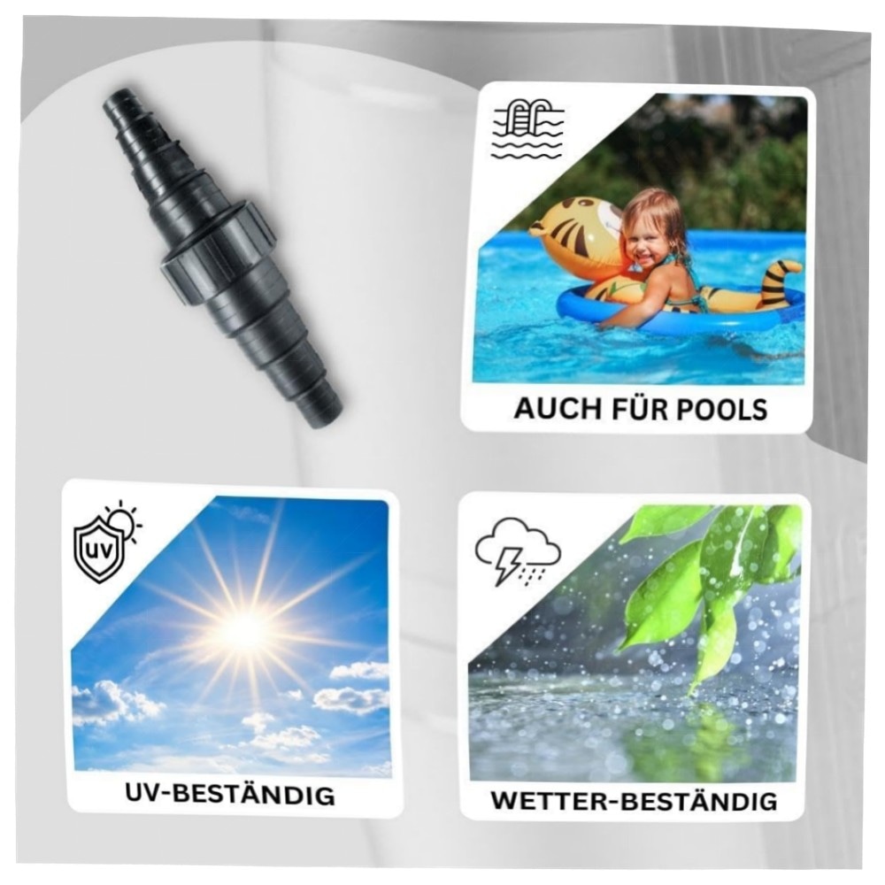 4d224ed83842.jpg AquaOne Schlauchverbinder 20/25/32/38 mm – hochwertiger Kunststoff-Adapter für Pool, Teich & Garten, UV-beständig