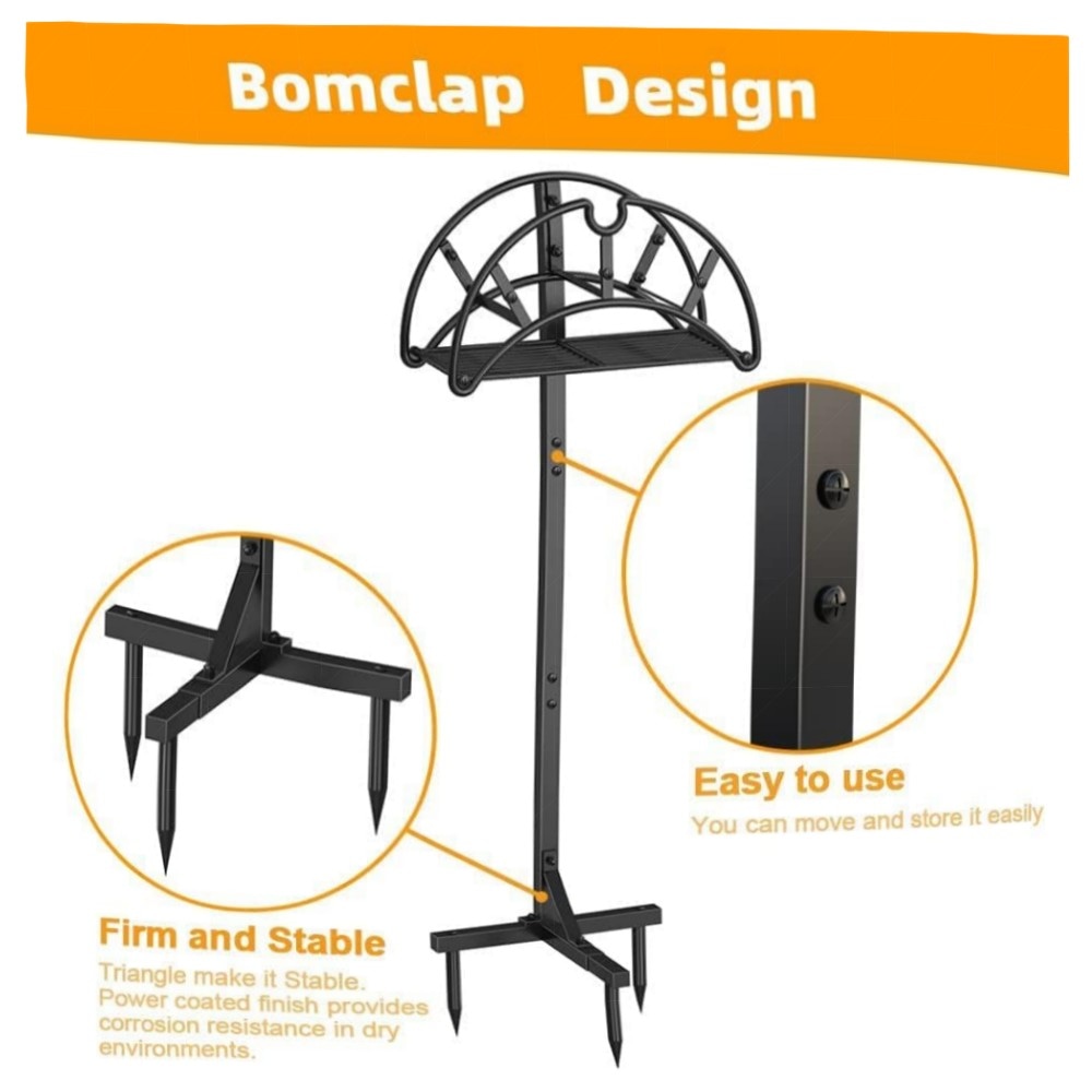 Freistehender Gartenschlauchhalter aus Metall – robuster Schlauchständer mit Ablagefach, pulverbeschichtet, dekorativ & platzsparend