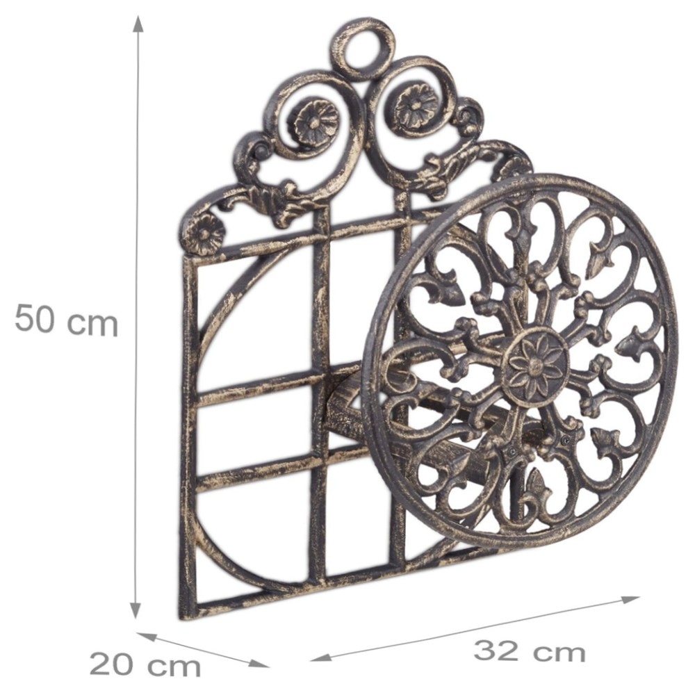 10d0d4a84140.jpg Großer Schlauchhalter aus Gusseisen, nostalgische Wandhalterung für Gartenschlauch (bis 20 m) – robust, dekorativ, bronze