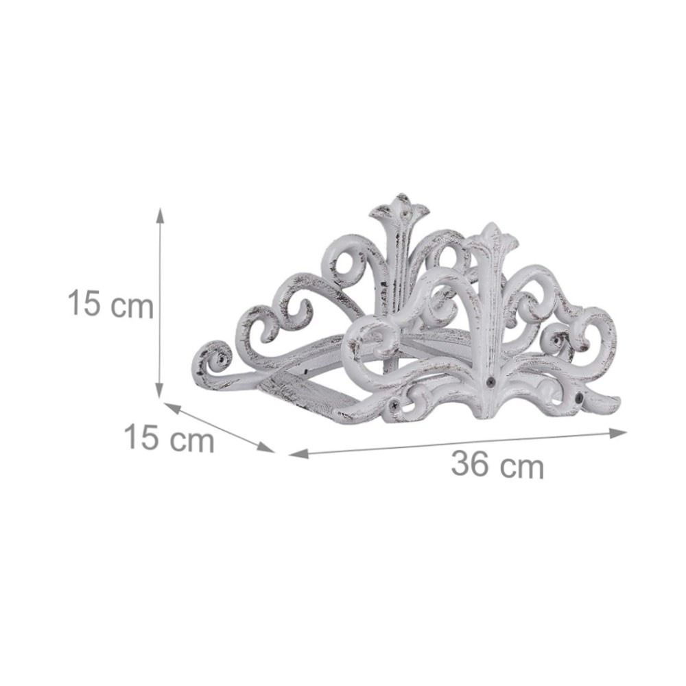 Schlauchhalter Wand Nostalgie (Gusseisen, 15x36x15 cm) – rustikaler Gartenschlauchhalter, weiß oder braun, stabile Wandmontage