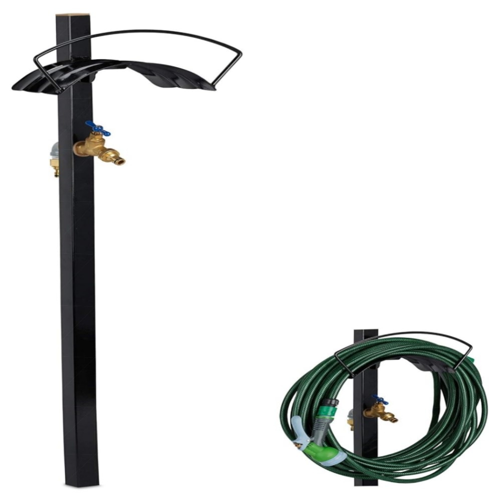 Garten-Wasserzapfstelle mit Schlauchhalter, 2x 3/4\