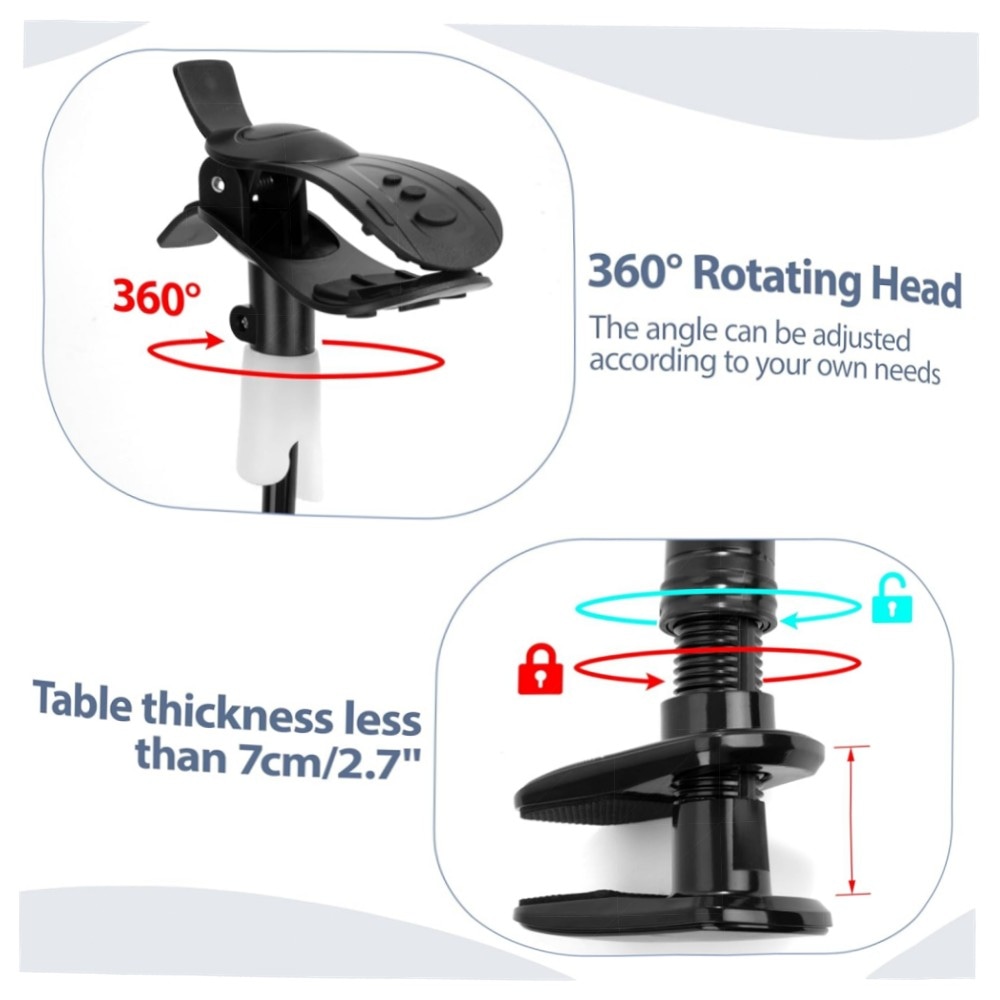 CPAP Schlauchhalter verstellbar – Schwanenhals Schlauchheber aus Aluminiumlegierung, klappbar, rutschfester Clip für Bett & Nachttisch