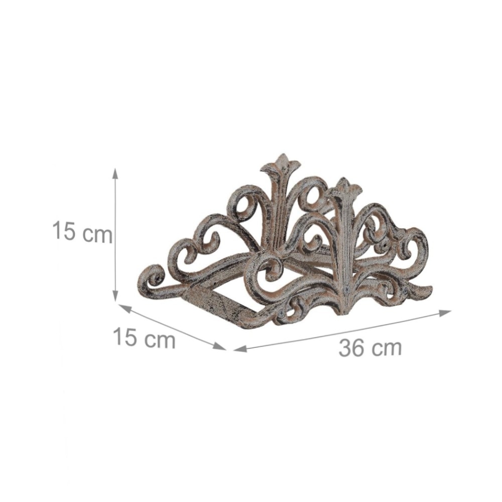 Schlauchhalter Wand Nostalgie (Gusseisen, 15x36x15 cm) – rustikaler Gartenschlauchhalter, weiß oder braun, stabile Wandmontage