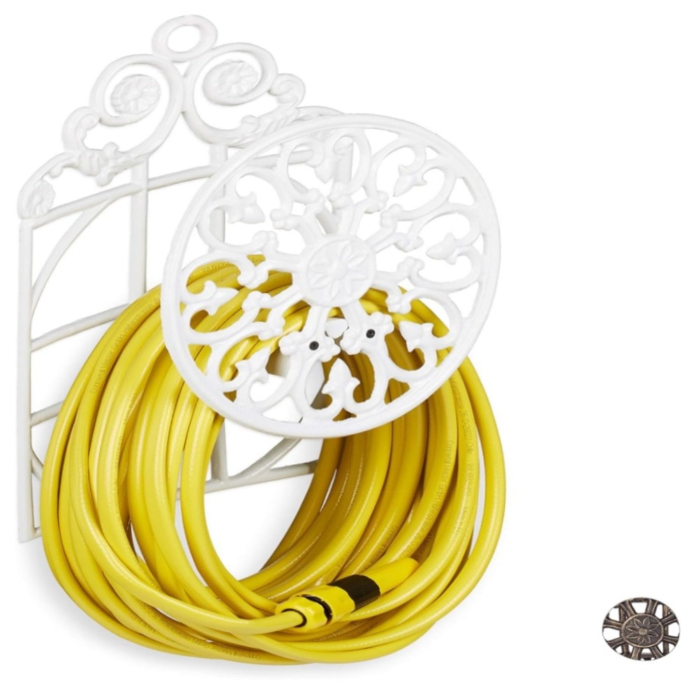 557830351340.jpg Großer Schlauchhalter aus Gusseisen, nostalgische Wandhalterung für Gartenschlauch (bis 20 m) – robust, dekorativ, bronze