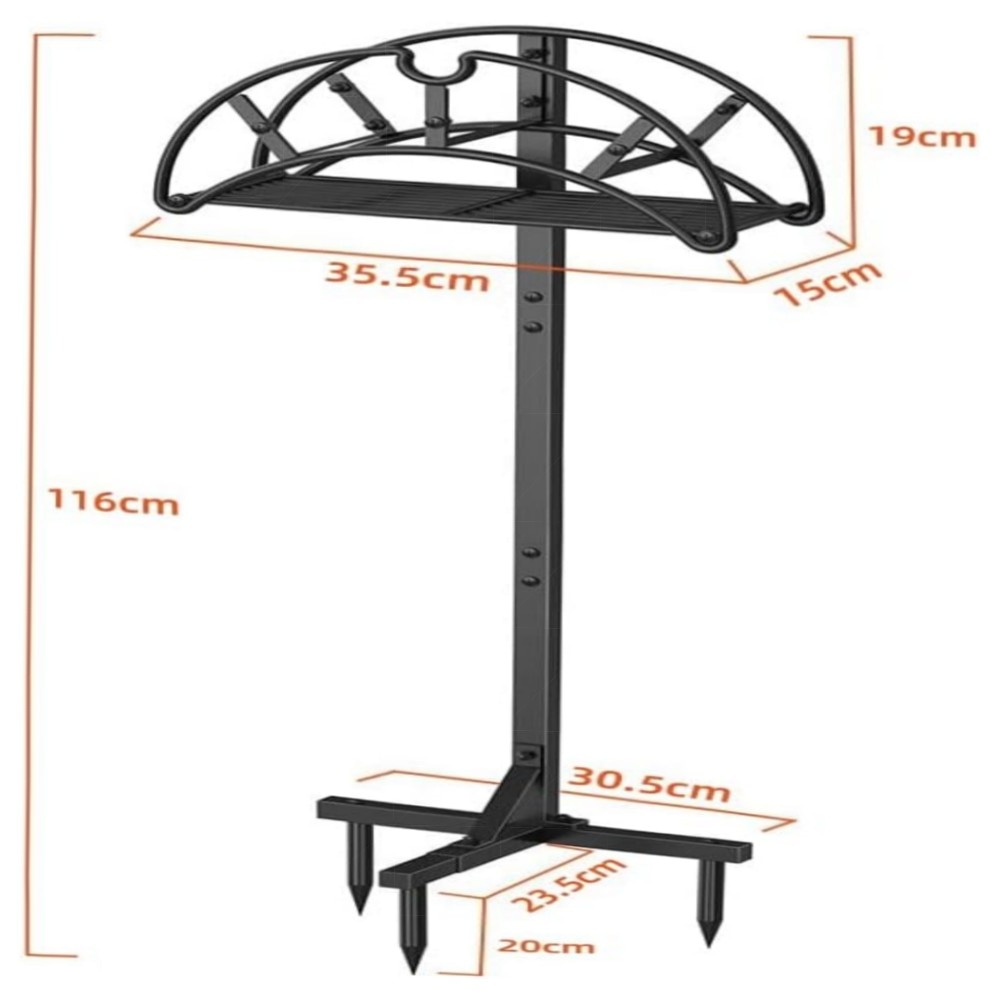 Freistehender Gartenschlauchhalter aus Metall – robuster Schlauchständer mit Ablagefach, pulverbeschichtet, dekorativ & platzsparend