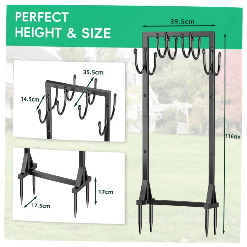 Gartenschlauchhalter 116 cm – freistehend & doppelseitig, heavy-duty Metall, rostgeschützt, abnehmbar für 45 m Schläuche