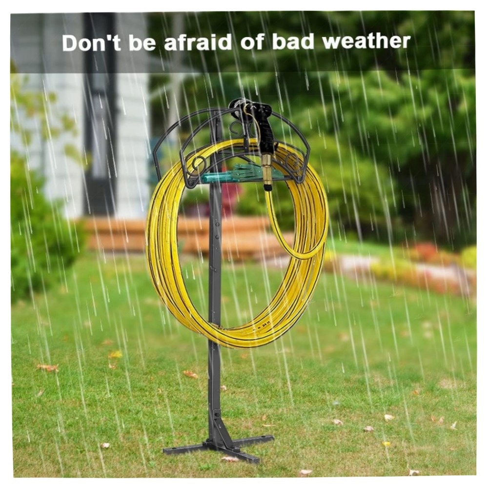 Freistehender Gartenschlauchhalter aus Metall – robuster Schlauchständer mit Ablagefach, pulverbeschichtet, dekorativ & platzsparend