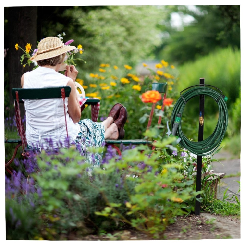 Garten-Wasserzapfstelle mit Schlauchhalter, 2x 3/4\