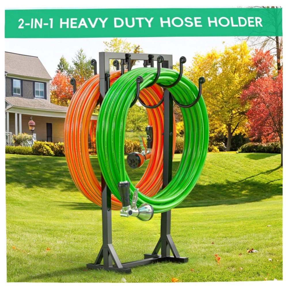 Gartenschlauchhalter 116 cm – freistehend & doppelseitig, heavy-duty Metall, rostgeschützt, abnehmbar für 45 m Schläuche