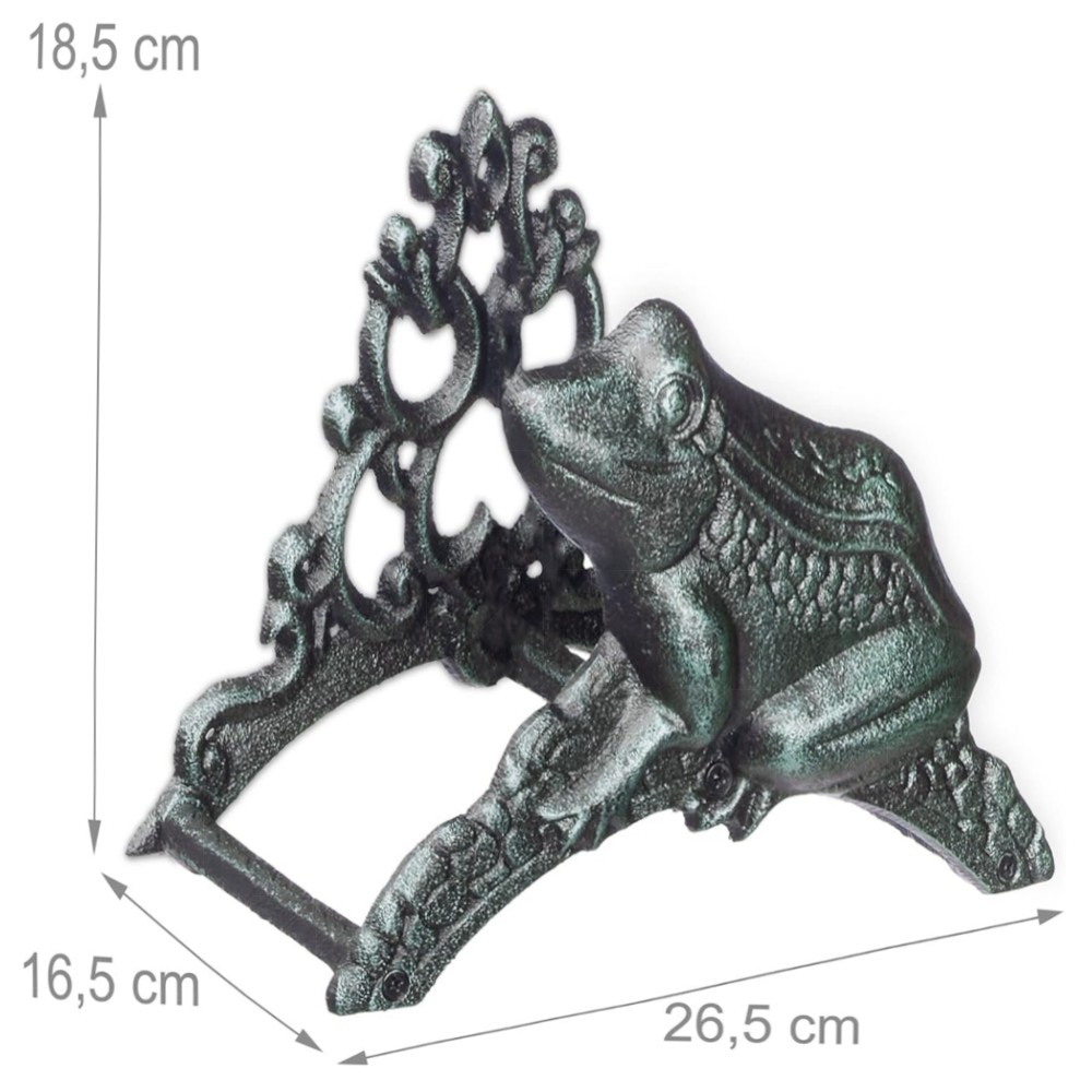 Schlauchhalter Frosch aus Gusseisen – Vintage Gartenschlauch Wandhalter, platzsparend, tragfähig ca. 9 kg, dekorativ grün
