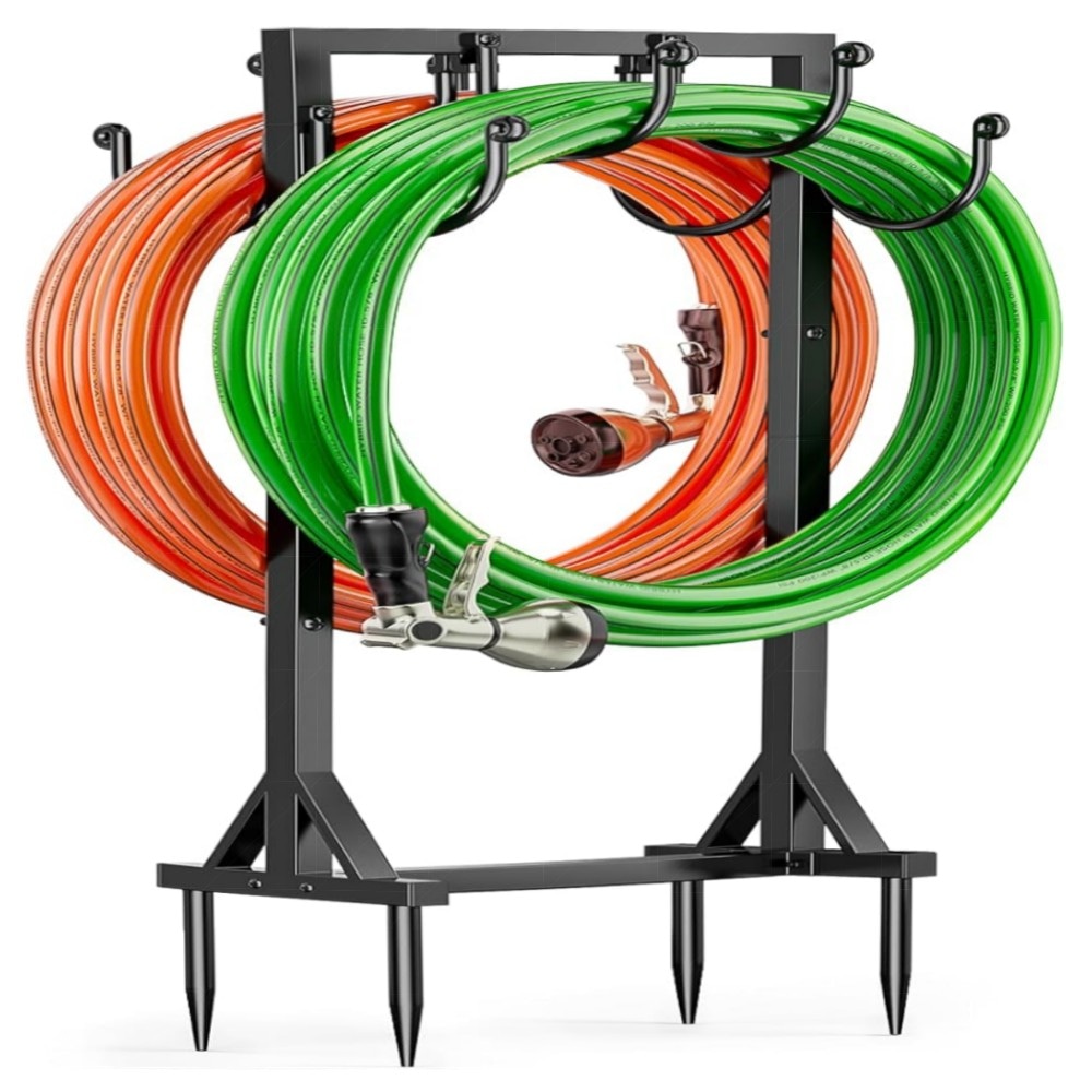 Gartenschlauchhalter 116 cm – freistehend & doppelseitig, heavy-duty Metall, rostgeschützt, abnehmbar für 45 m Schläuche