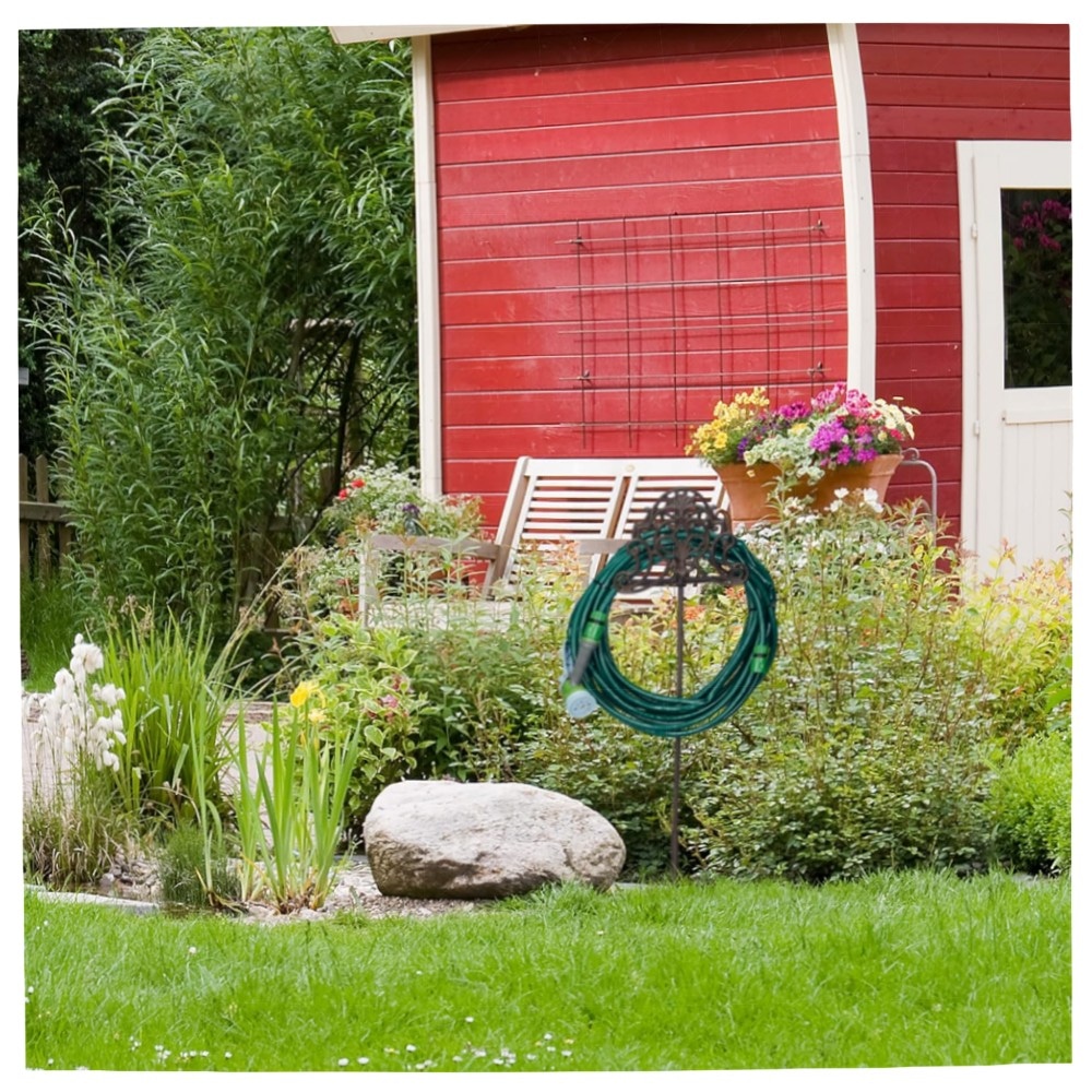 Schlauchhalter freistehend aus Gusseisen, antikes Design – wetterfest, Platz für bis zu 20 m Schlauch