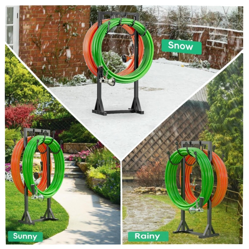Gartenschlauchhalter 116 cm – freistehend & doppelseitig, heavy-duty Metall, rostgeschützt, abnehmbar für 45 m Schläuche