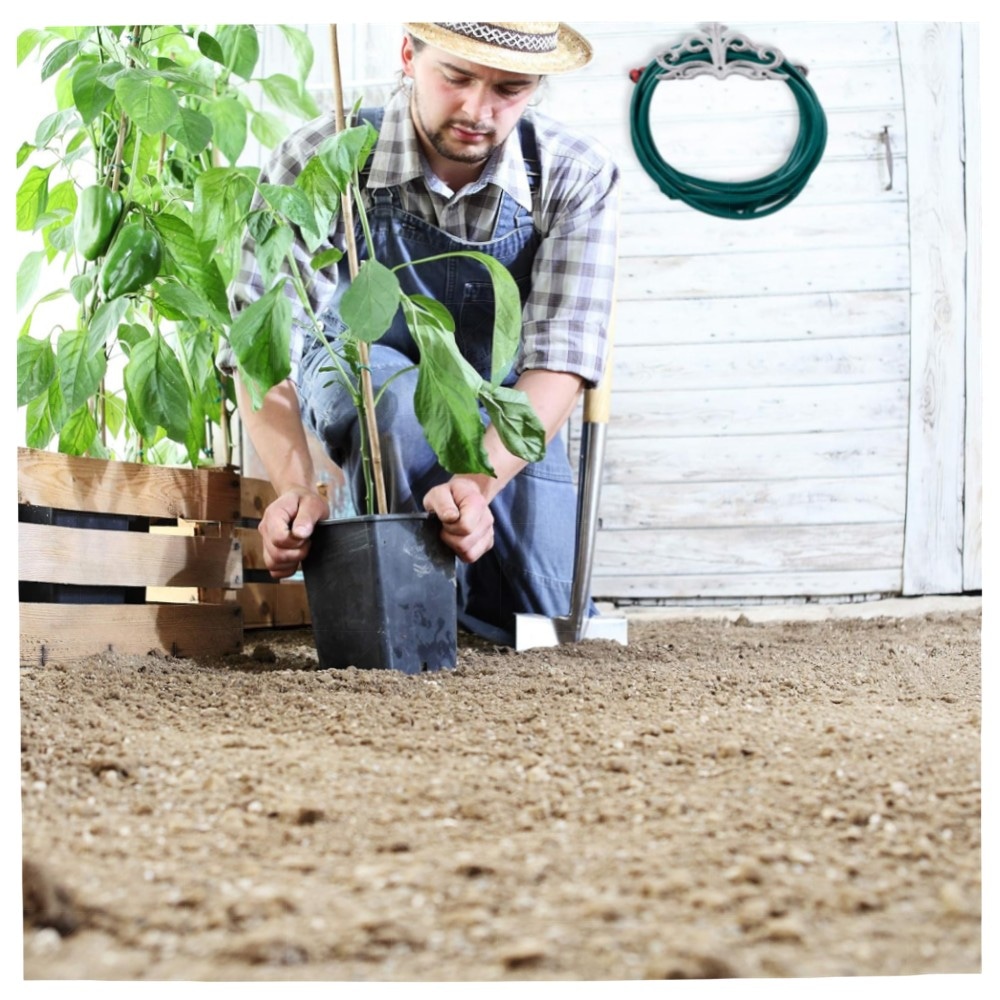 Schlauchhalter Wand Nostalgie (Gusseisen, 15x36x15 cm) – rustikaler Gartenschlauchhalter, weiß oder braun, stabile Wandmontage