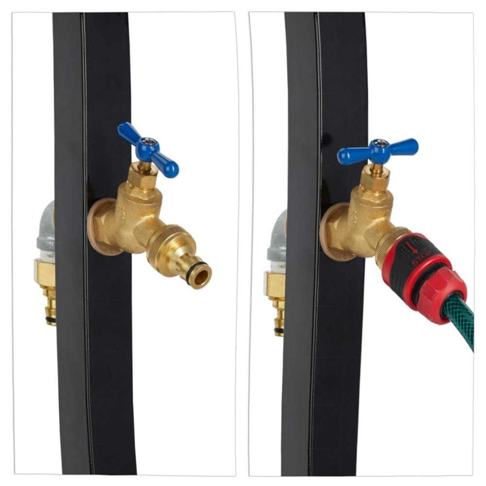 Garten-Wasserzapfstelle mit Schlauchhalter, 2x 3/4\