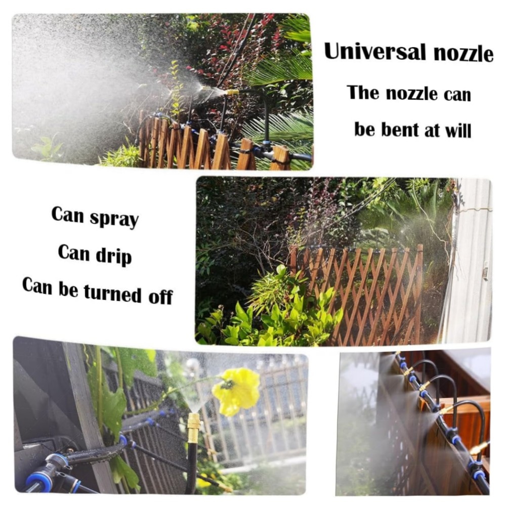 Zerstäubersprinkler 8mm (20 St.) – einstellbare Messing-Düsen, Sprühnebel/Tropfbewässerung, 21 cm PE-Schlauch, korrosionsbeständig & schnellsteckend