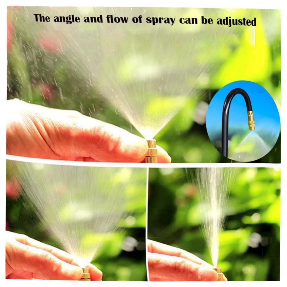 Zerstäubersprinkler 8mm (20 St.) – einstellbare Messing-Düsen, Sprühnebel/Tropfbewässerung, 21 cm PE-Schlauch, korrosionsbeständig & schnellsteckend