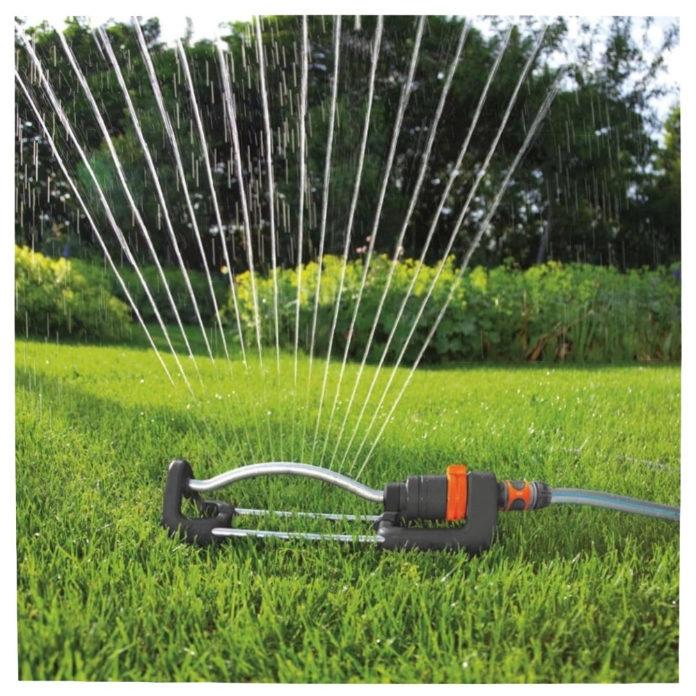 Viereckregner für Rasen 90–220 m² — einstellbare Reichweite 7–17 m, Edelstahl-Schmutzsieb & wartungsfrei