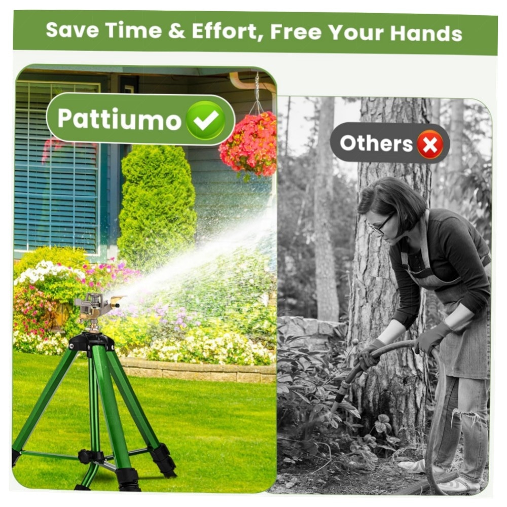 360° Stativ-Sprinkler für großen Rasen, verstellbar 40–94 cm, 1,9 cm Anschluss – robuster Metallkopf, wassersparend