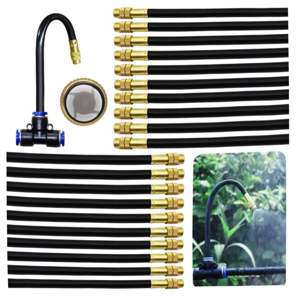 Zerstäubersprinkler 8mm (20 St.) – einstellbare Messing-Düsen, Sprühnebel/Tropfbewässerung, 21 cm PE-Schlauch, korrosionsbeständig & schnellsteckend