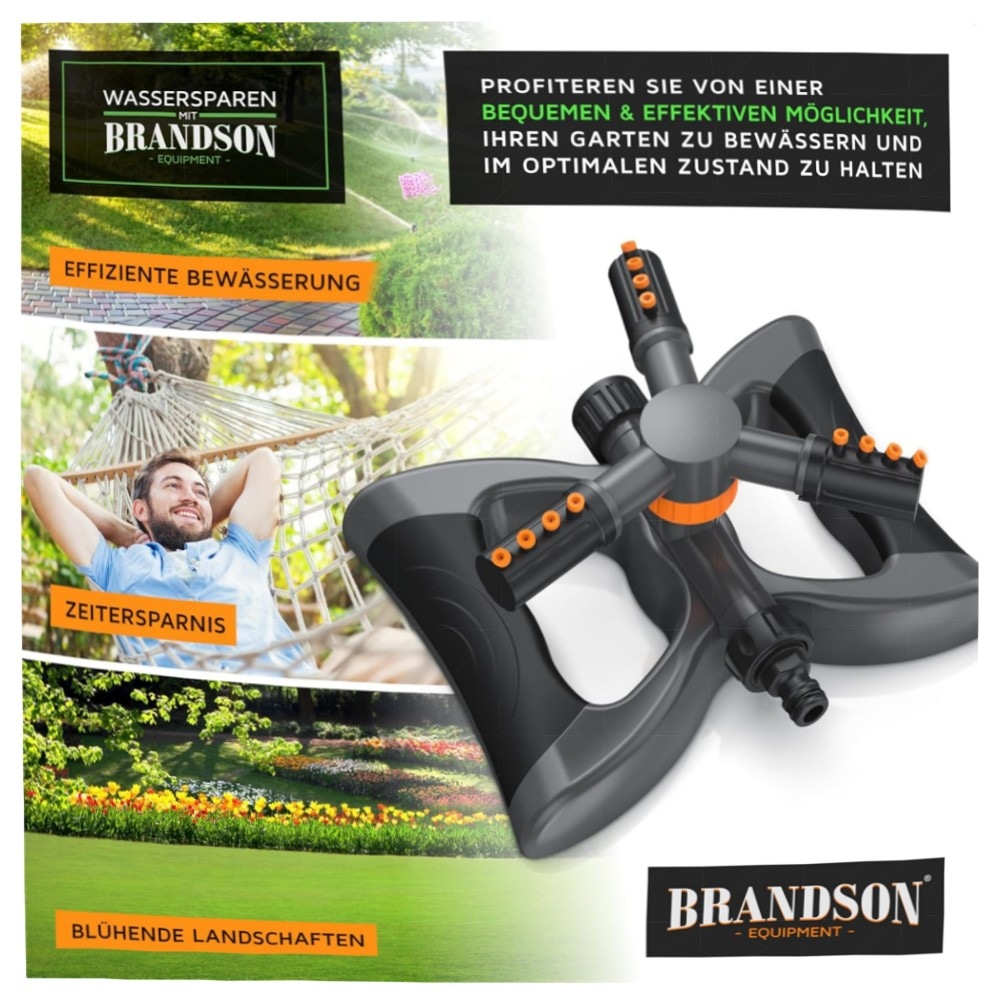 Rasensprenger 360° Kreisregner mit Schnellkupplung – Brandson, ABS, 10 m Reichweite für große Flächen