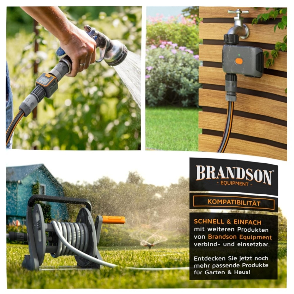 Rasensprenger 360° Kreisregner mit Schnellkupplung – Brandson, ABS, 10 m Reichweite für große Flächen