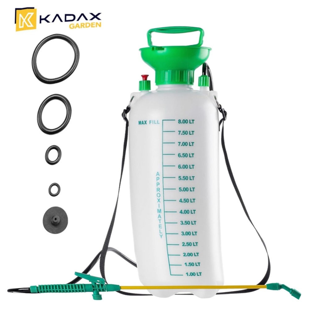 KADAX Drucksprüher 8L – robuster Handsprüher mit Messingdüse, Dauerfunktion & UV‑beständigem Material für Garten, Balkon & Pflanzenpflege