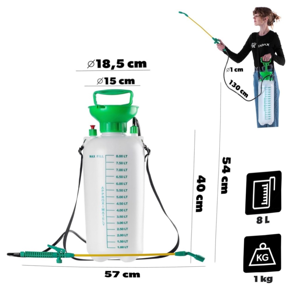 KADAX Drucksprüher 8L – robuster Handsprüher mit Messingdüse, Dauerfunktion & UV‑beständigem Material für Garten, Balkon & Pflanzenpflege