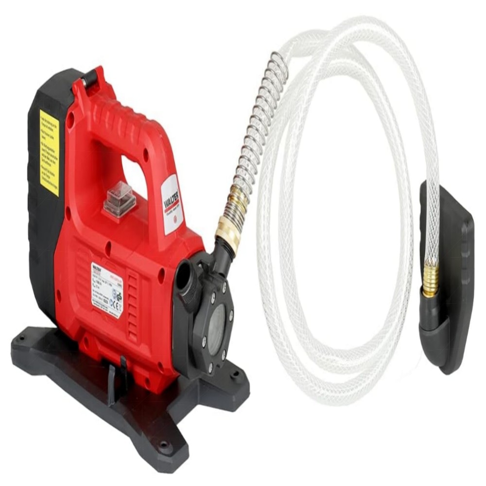 WALTER 18V Akku-Gartenpumpe 1300 l/h – leicht & tragbar, IPX4, integrierte Akkuanzeige & Zubehör