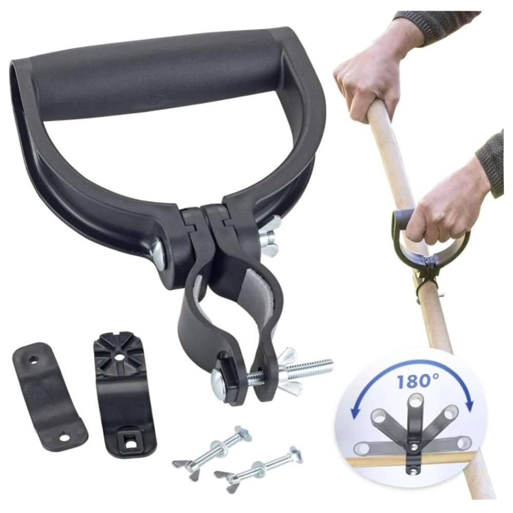 Universal-Griff 180° schwenkbar – ergonomischer Stielgriff für Rücken & Gelenke, 2 Adapter Ø19–40mm, hochwertig und verstellbar