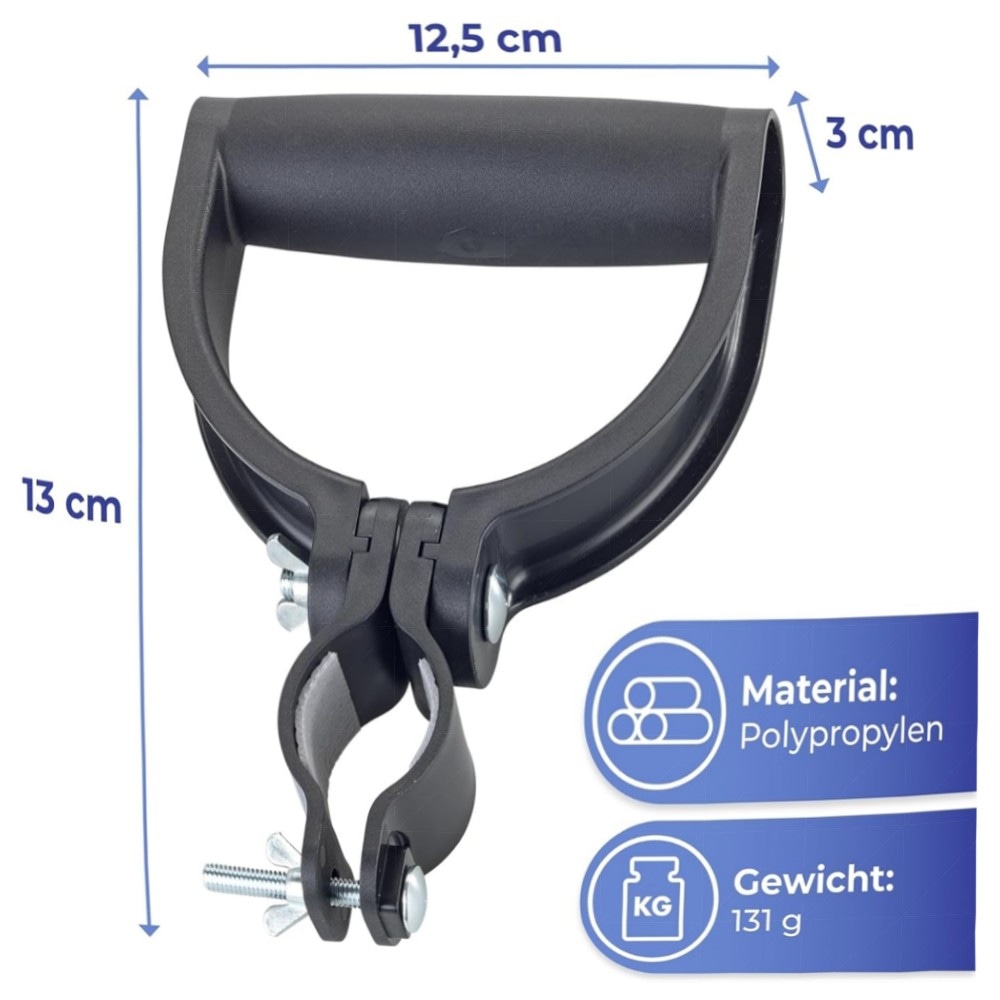 Universal-Griff 180° schwenkbar – ergonomischer Stielgriff für Rücken & Gelenke, 2 Adapter Ø19–40mm, hochwertig und verstellbar