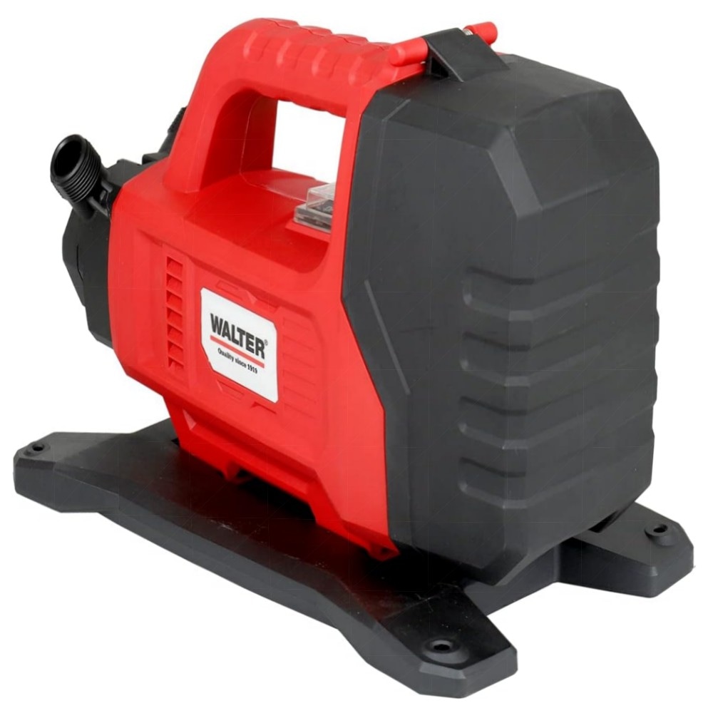 WALTER 18V Akku-Gartenpumpe 1300 l/h – leicht & tragbar, IPX4, integrierte Akkuanzeige & Zubehör