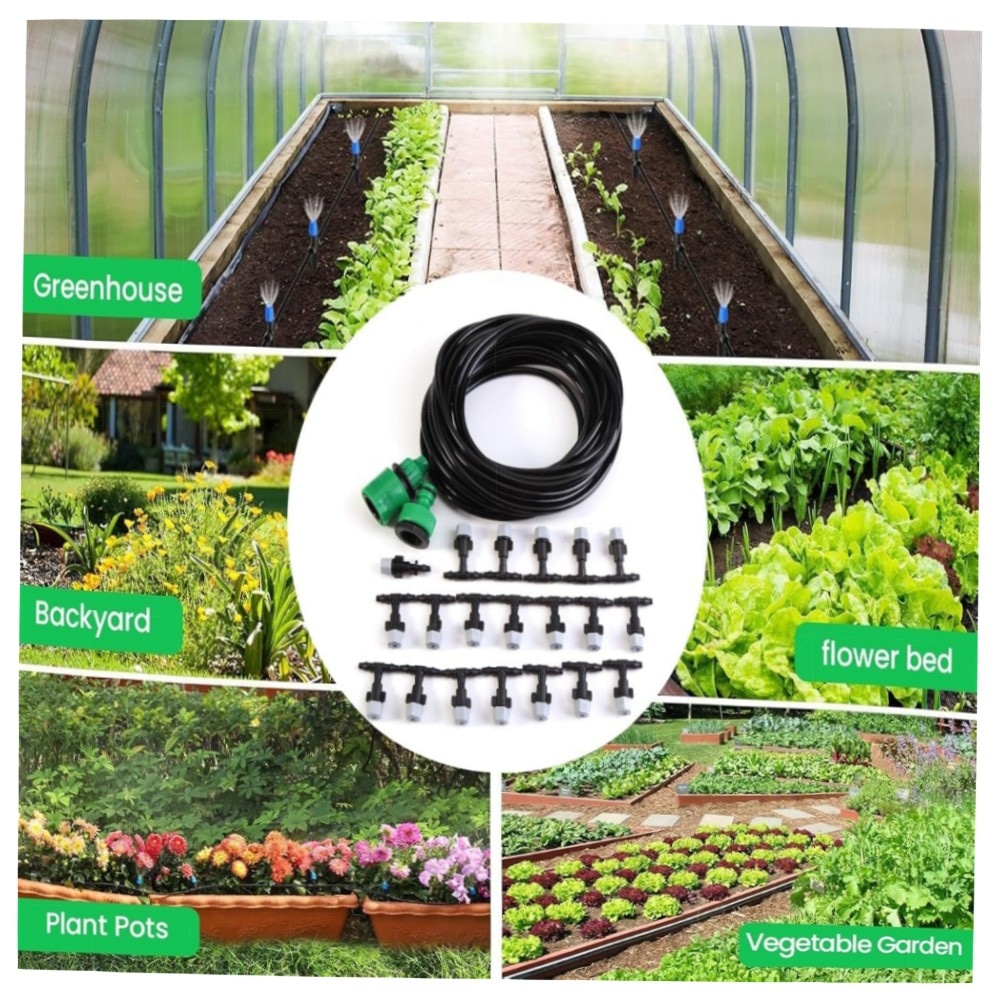 Garden Misting Kühlsystem – Mikrotropf-Bewässerungsset 15M mit Anti-Verstopfungsdüsen, Schnellanschluss & Hang-Sprinkler – hochwertig, einfach montierbar