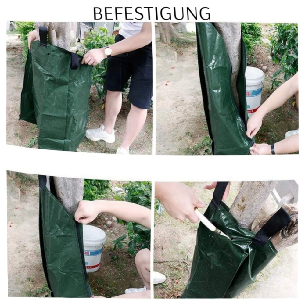 Novatool 5x Baumbewässerungsbeutel 75 L Grün – robuster PVC-Bewässerungsbeutel mit Reißverschluss, einfache Tröpfchenbewässerung für junge Bäume