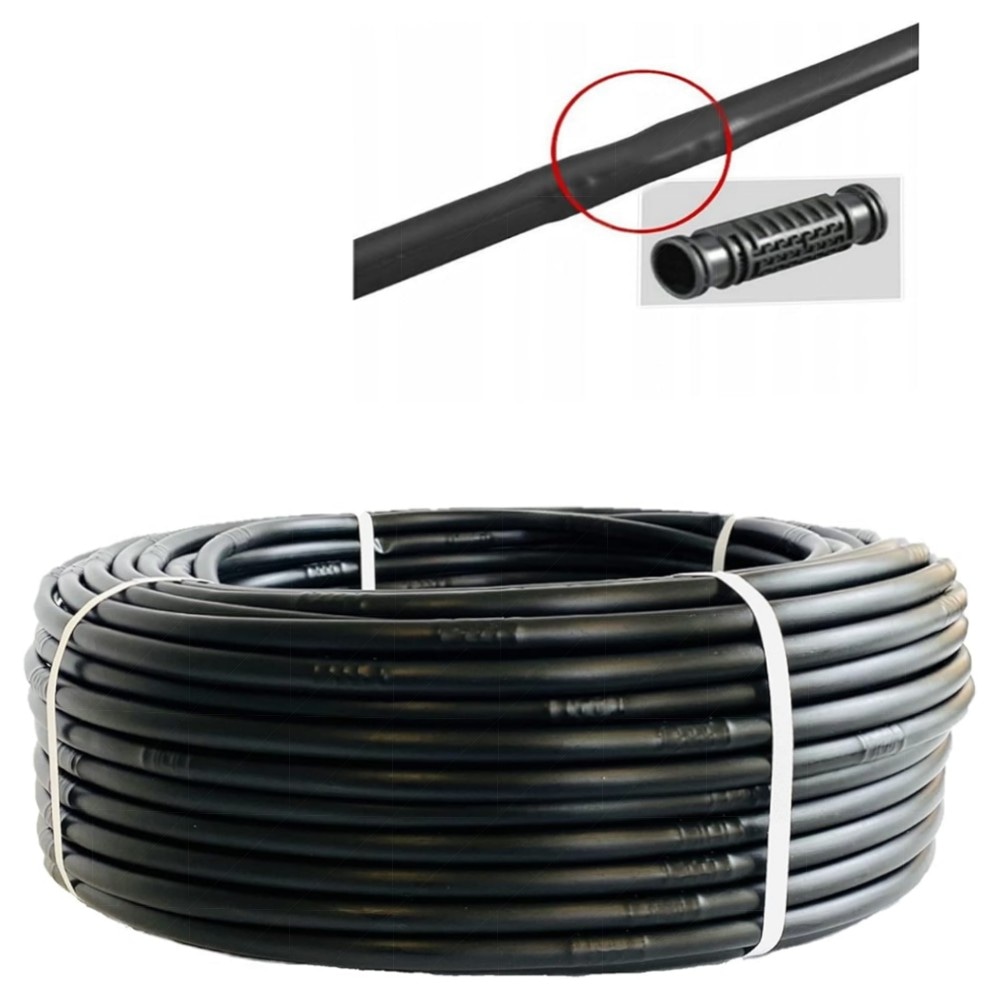 UZMAN Tropfschlauch 100 m (16 mm, Tropfabstand 33 cm) – hochwertige Perlschlauch-Bewässerung für Garten & Gemüsebeete, inkl. Verbindungsstücke