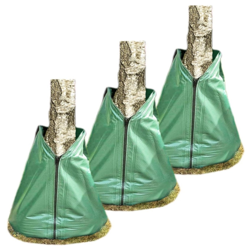 Novatool 5x Baumbewässerungsbeutel 75 L Grün – robuster PVC-Bewässerungsbeutel mit Reißverschluss, einfache Tröpfchenbewässerung für junge Bäume