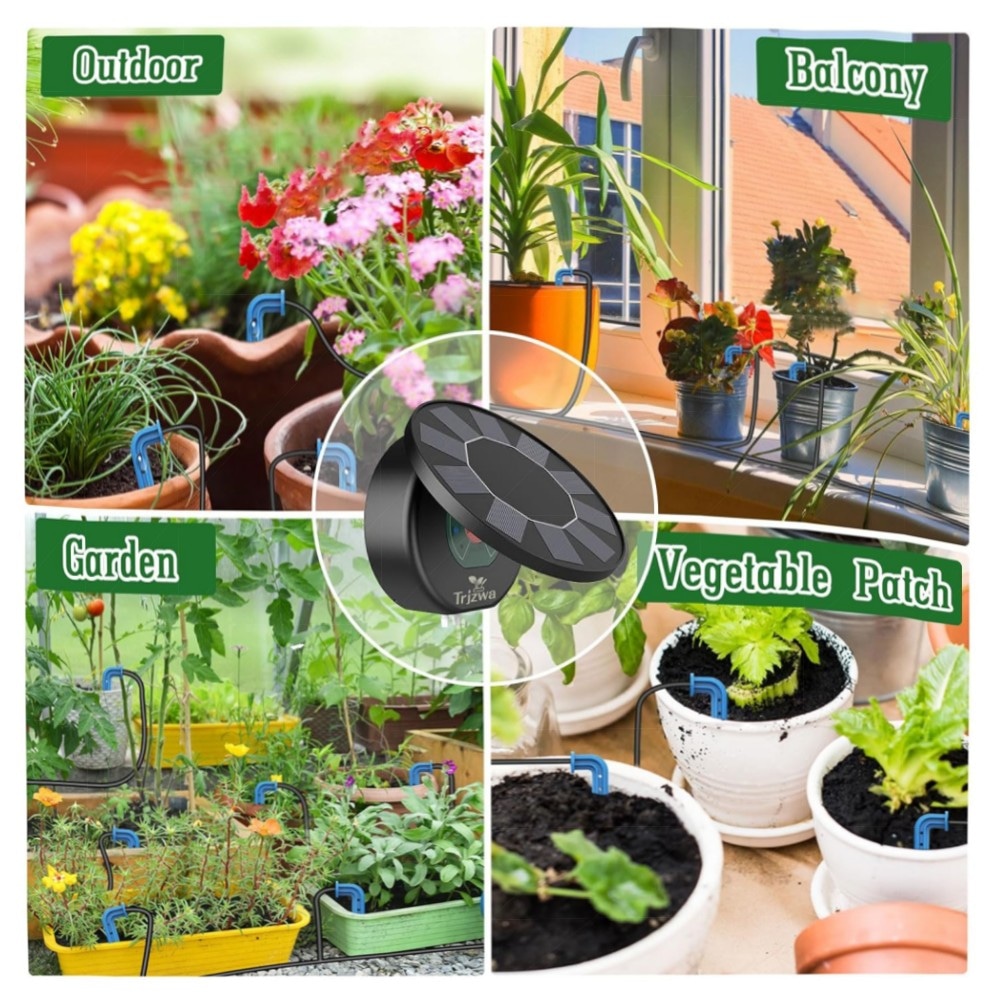 Solar-Bewässerungssystem 2er-Set für Garten & Balkon – Automatische Tropfbewässerung mit Solarpanel, 9 Programme, 10 m Schlauch, energiesparend