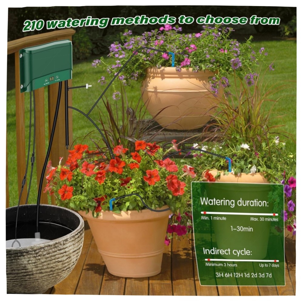 Solar-Bewässerungssystem AnseTo – Automatische Tropfbewässerung für Balkon & Garten, solarbetrieben, erweiterbar bis 50 Pflanzen